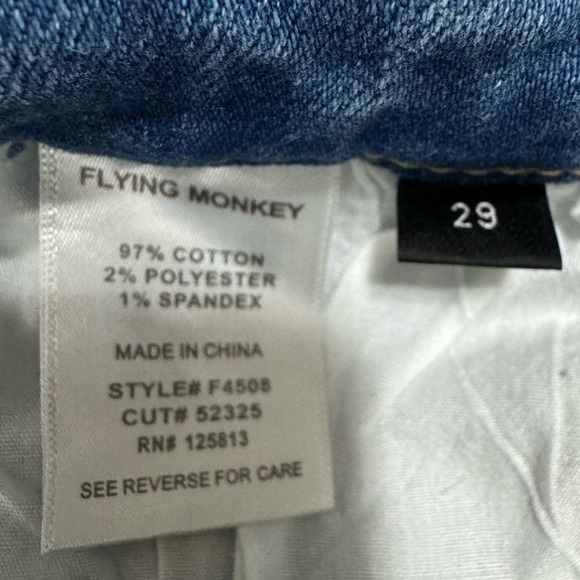 Flying Monkey Jeans Distressed High Rise Medium Wash Straight Leg Size 29 X 32 - Picture 10 of 11